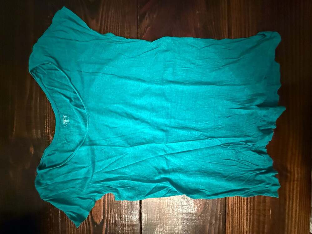 Ann Taylor LOFT Teal Scoop Neck Short Sleeve Knit Top Size L